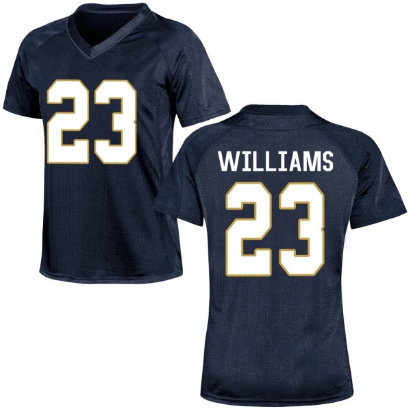 Kyren Williams Notre Dame Fighting Irish NCAA Women's #23 Navy Blue Game College Stitched Football Jersey ZYP3655VZ